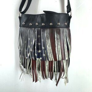 USA Flag Fringe Purse With Inside pocket